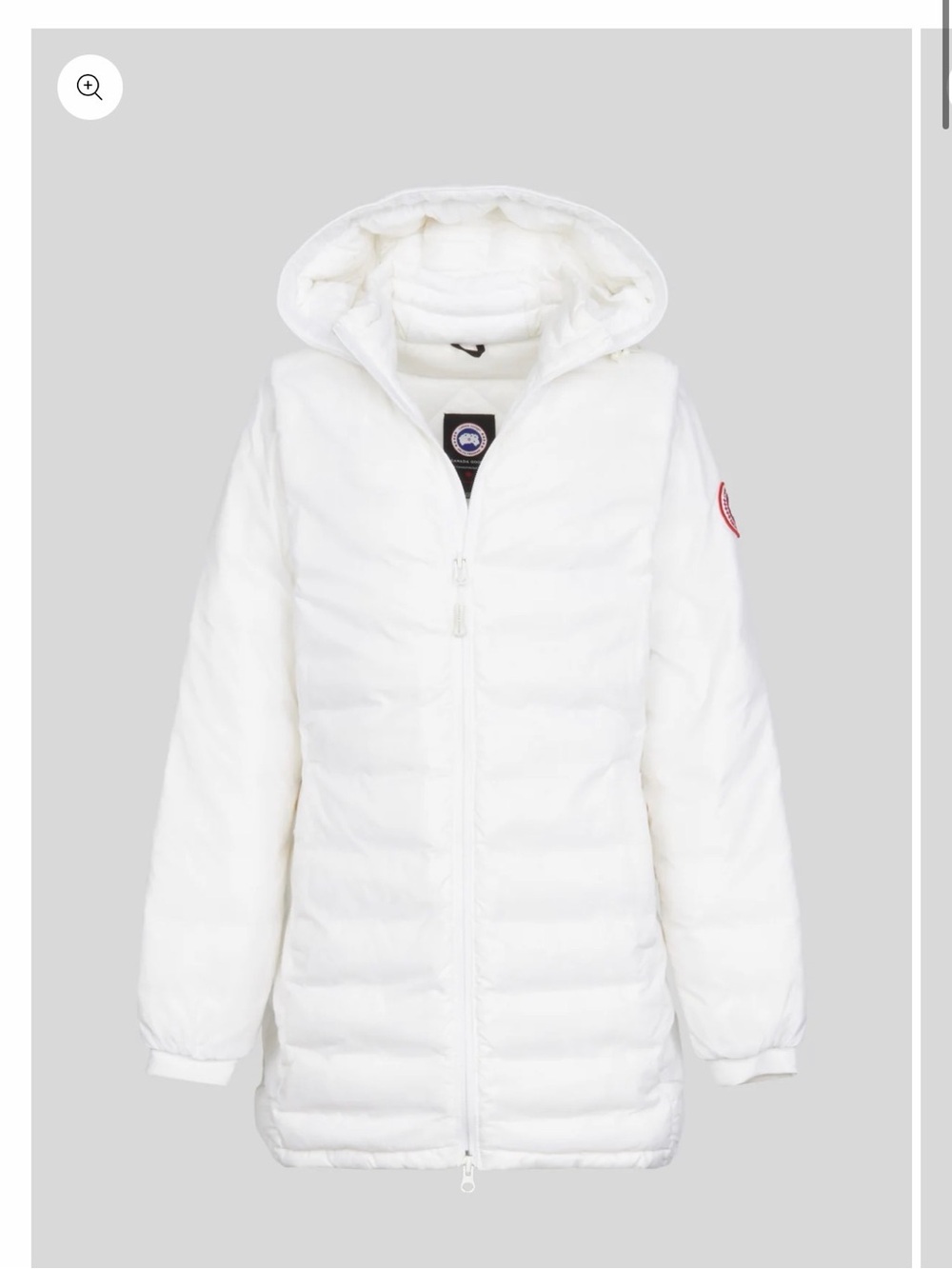 White Canada Goose Puffer Coat with Hood